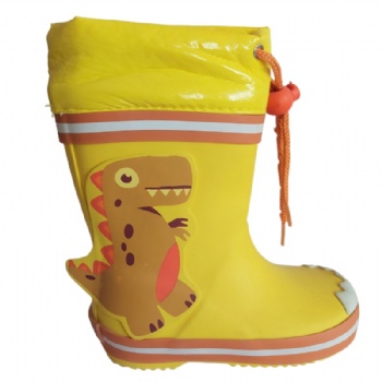 Kids rain boots with dinosaur paster