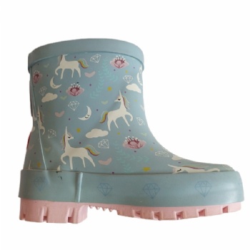 Kids rubber boots mid-calf boots with carton pattern